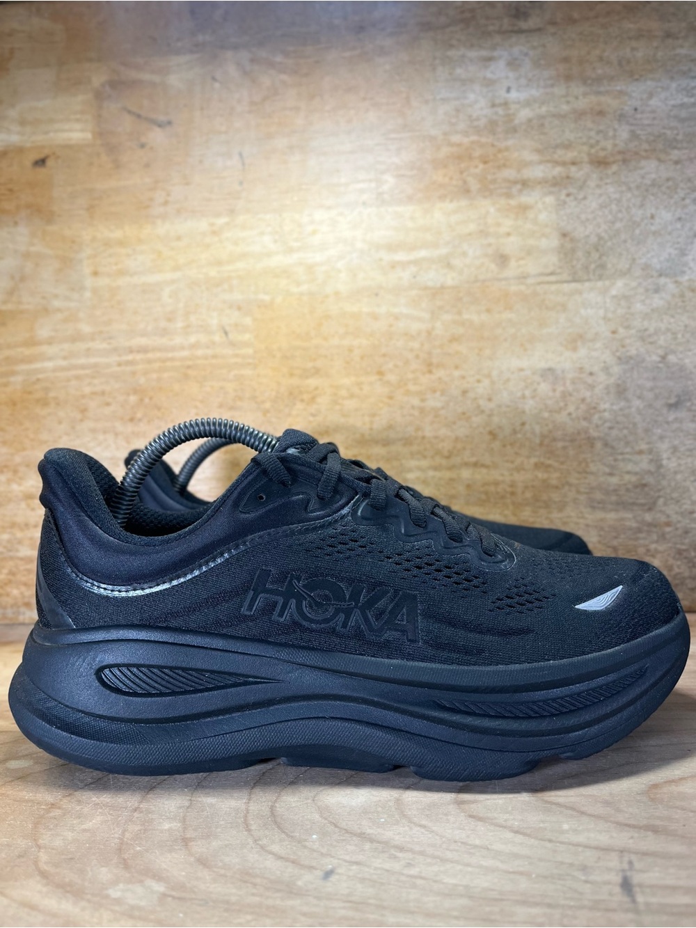 Hoka One One Bondi 9 REFLECTIVE Womens Size 10 Wide Running Shoes Sneakers Black